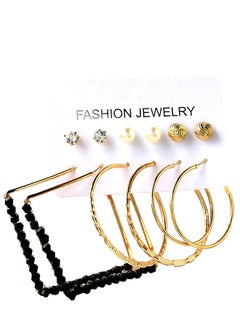 Just Peachy Just Peachy Set of 6 Gold-Toned Contemporary Hoop Earring, Sleek and Stylish Modern Design, Perfect for Everyday Wear and Special Occasions, High-Quality, Ideal for Gifting, Elegant Fashion Jewelry  - Image 1