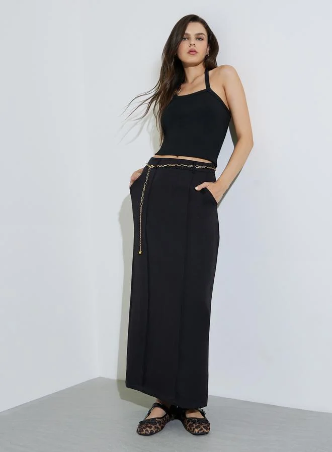 تايك تو Black Pencil Maxi Skirt