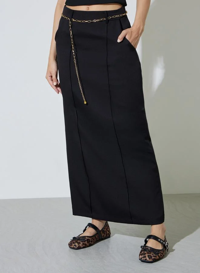 تايك تو Black Pencil Maxi Skirt