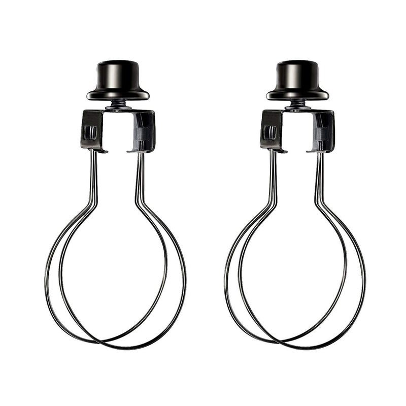 ECUDIS 2 Pack Lamp Shade Light Bulb Clip Lampshade Adapter with Finial Black