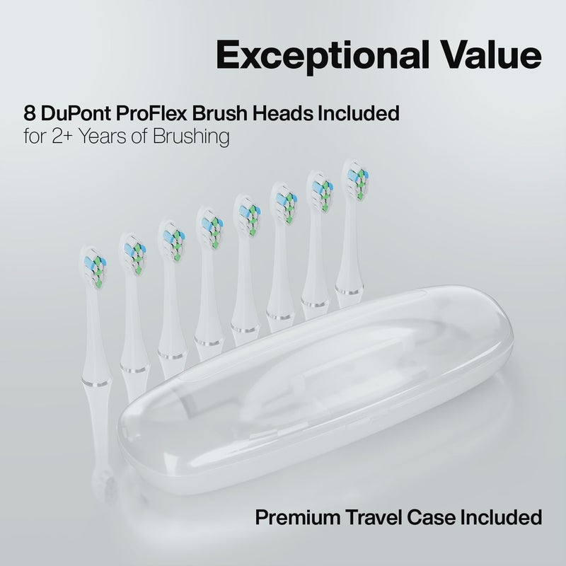 Aquasonic Elite Ultra-Whitening Toothbrush â€“ ADA Accepted Power Toothbrush - 8 Proflex Brush Heads & Travel Case â€“ 50,000 VPM Motor & Wireless Charging - 5 Modes w Smart Timer (Black) - Image 5