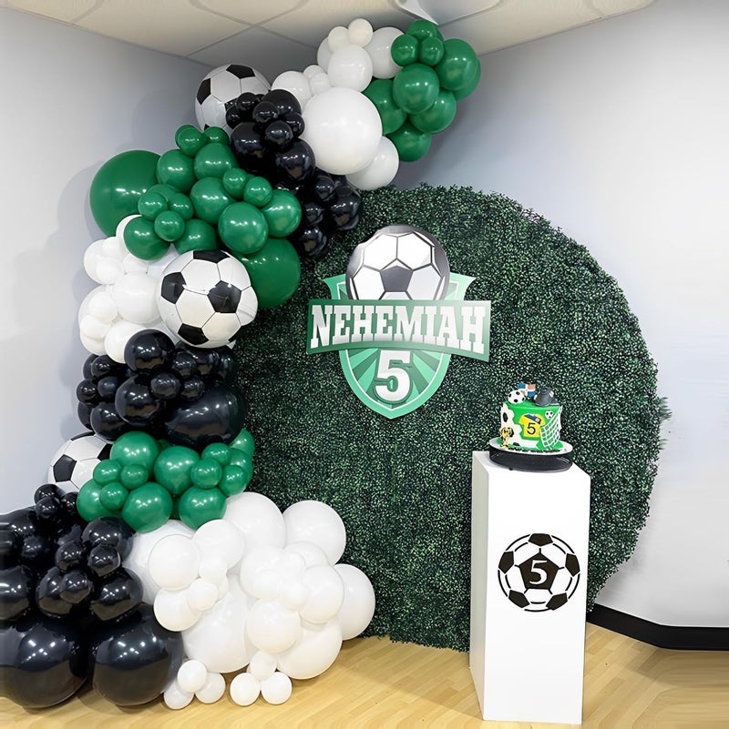 Eopelsm 144PCS Dark Green Black White Balloon Garland Arch Kit with 22inch 4D Soccer Foil Balloons for Soccer Themed Birthday Football Soccer Match Party Decorations - Image 3