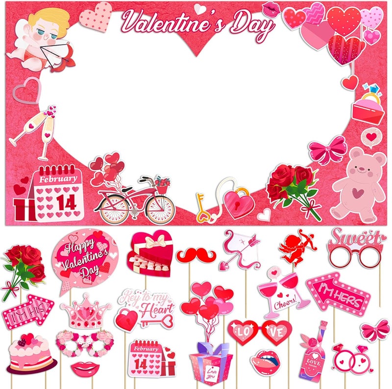 Konsait كونسايت 23 قطعة من لوازم عيد الحب إطار صور عيد الحب ديكور عيد الحب لوازم عيد الحب تشمل سهم الحب و كوبيد ، - Image 1