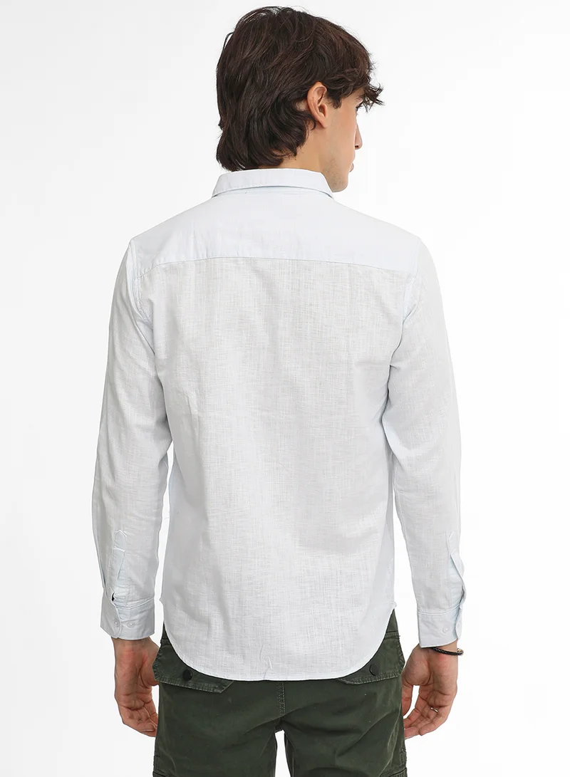 Campus Sutra Men's Baby Blue Solid Utility Shirt