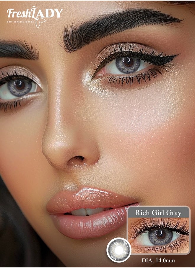 FreshLady Freshlady Rich Girl Gray 14.00mm Colored Contact Lenses 1 Year Disposable for Daily Wear  - Image 1