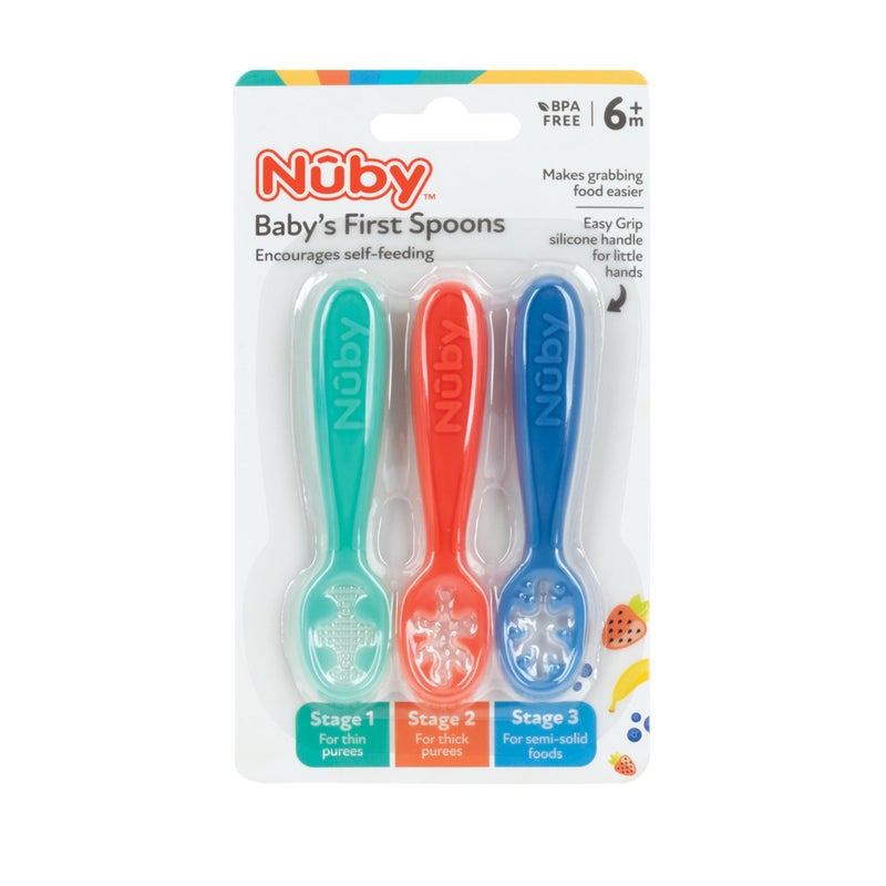 Nuby Baby'S First Spoons Set - (3-Pack) Feeding Utensils For Babies - 6+ Months - Image 4