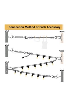 Generic String Light Suspension Kit Outdoor Light Guide Wire 50M Coated Stainless Steel 304 Wire Rope String Light Hanging Kits Light Hanging Kit for Outdoor String Lights Patio Lights Camping Lights  - Image 4