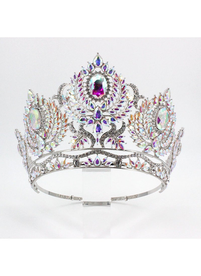 Europe and the United States oversized bridal crown hair accessories Laurel Baroque Queen catwalk crown high-grade full Crown large crown White K + AB drill White K + AB drill
