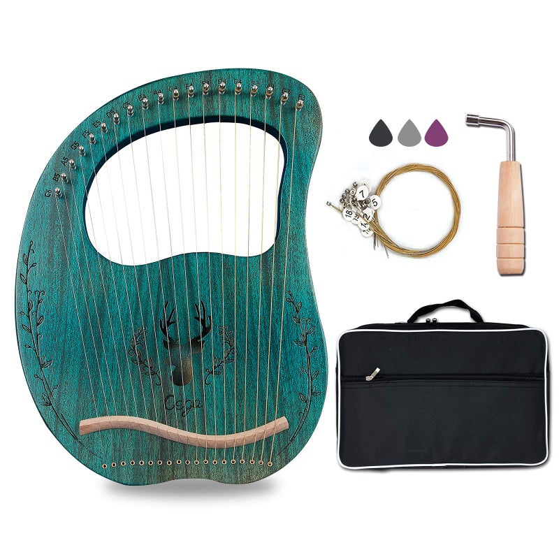 Aogbra Lyre Harp, 19 Metal Strings Maple Saddle Mahogany Body Lyra Harp with Bag key included - Image 1