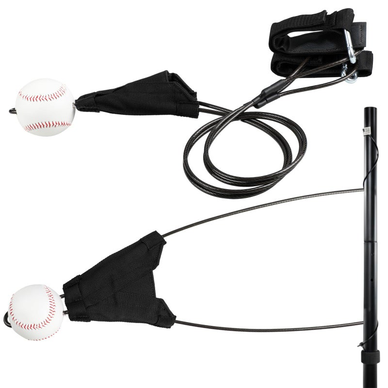 Jenaai Baseball Batting Swing Trainer Portable Baseball Hitting Trainer with AutoReset Adjustable Ball Height Batting Practice Equipment Hitting Accessories for Beginners to Pros Easy Setup - Image 2