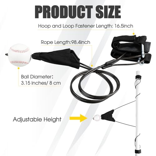 Jenaai Baseball Batting Swing Trainer Portable Baseball Hitting Trainer with AutoReset Adjustable Ball Height Batting Practice Equipment Hitting Accessories for Beginners to Pros Easy Setup - Image 3