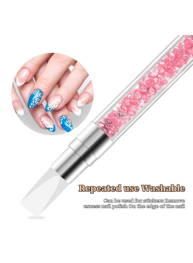 Sliverdew 10Pcs Nail Art Gel Carving Pen Acrylic Nail Dotting Pen Rhinestone Handle Doubleended Silicone Nail Art Pen Brushes For Design Nail Foil Carving Drawing And 3D Effect Shaping Drawing Dotting Tools - Image 5
