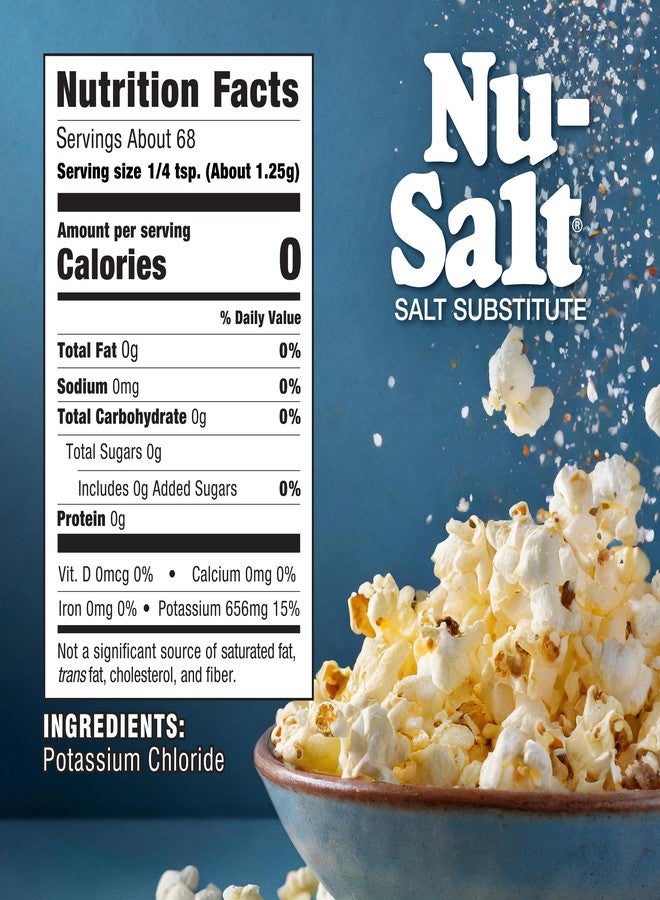 Nu-Salt Sodium-Free Salt Substitute, Contains Potassium Chloride, Table Salt Alternative, Vegan, Good for Chips, Pretzels, French Fries, Popcorn Seasoning, 3oz Shaker Bottle (Pack of 6) - Image 5