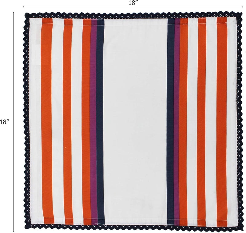 COTTON CRAFT Cloth Napkin  Set of 12 Pure Cotton Slub Harvest Orange Lace Trim Dinner Napkins  Fall Thanksgiving Xmas Holiday Table Celebration Festive Party Thick Washable Reusable Napkin 18x18 - Image 3