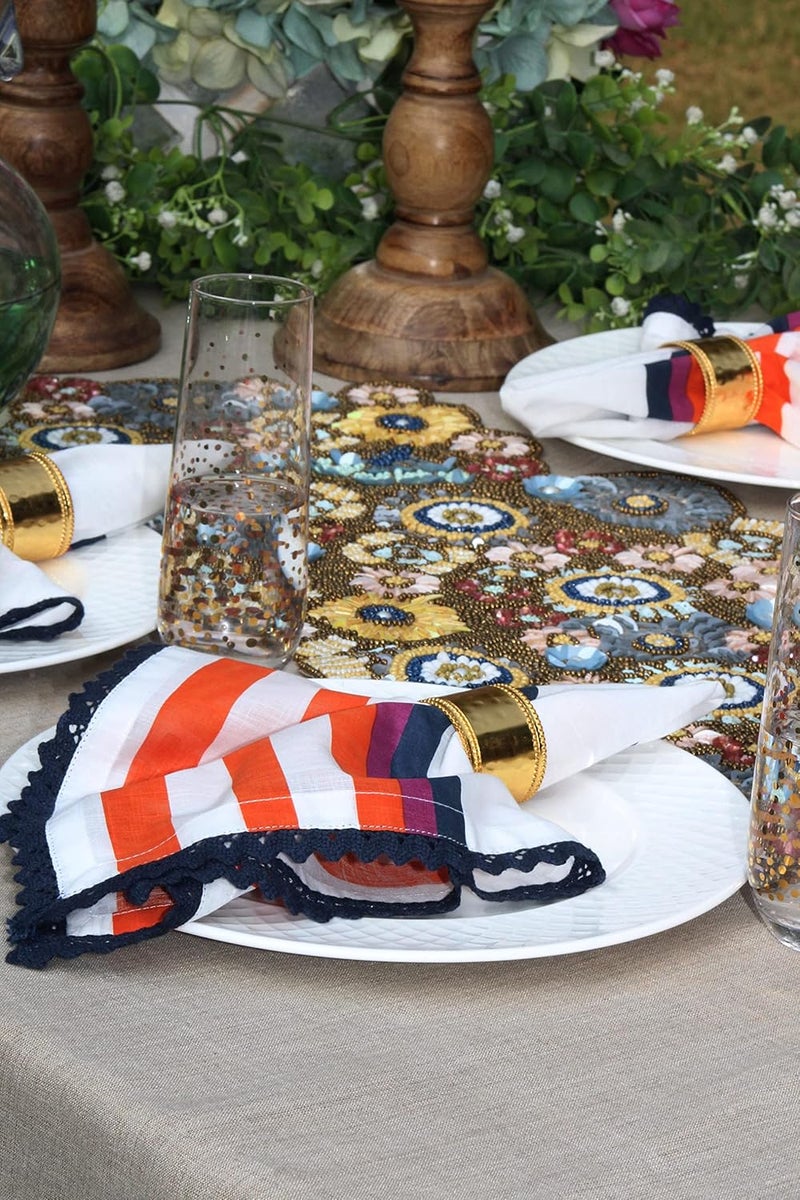 COTTON CRAFT Cloth Napkin  Set of 12 Pure Cotton Slub Harvest Orange Lace Trim Dinner Napkins  Fall Thanksgiving Xmas Holiday Table Celebration Festive Party Thick Washable Reusable Napkin 18x18 - Image 4