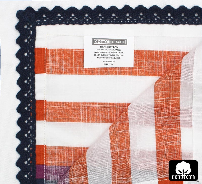 COTTON CRAFT Cloth Napkin  Set of 12 Pure Cotton Slub Harvest Orange Lace Trim Dinner Napkins  Fall Thanksgiving Xmas Holiday Table Celebration Festive Party Thick Washable Reusable Napkin 18x18 - Image 5