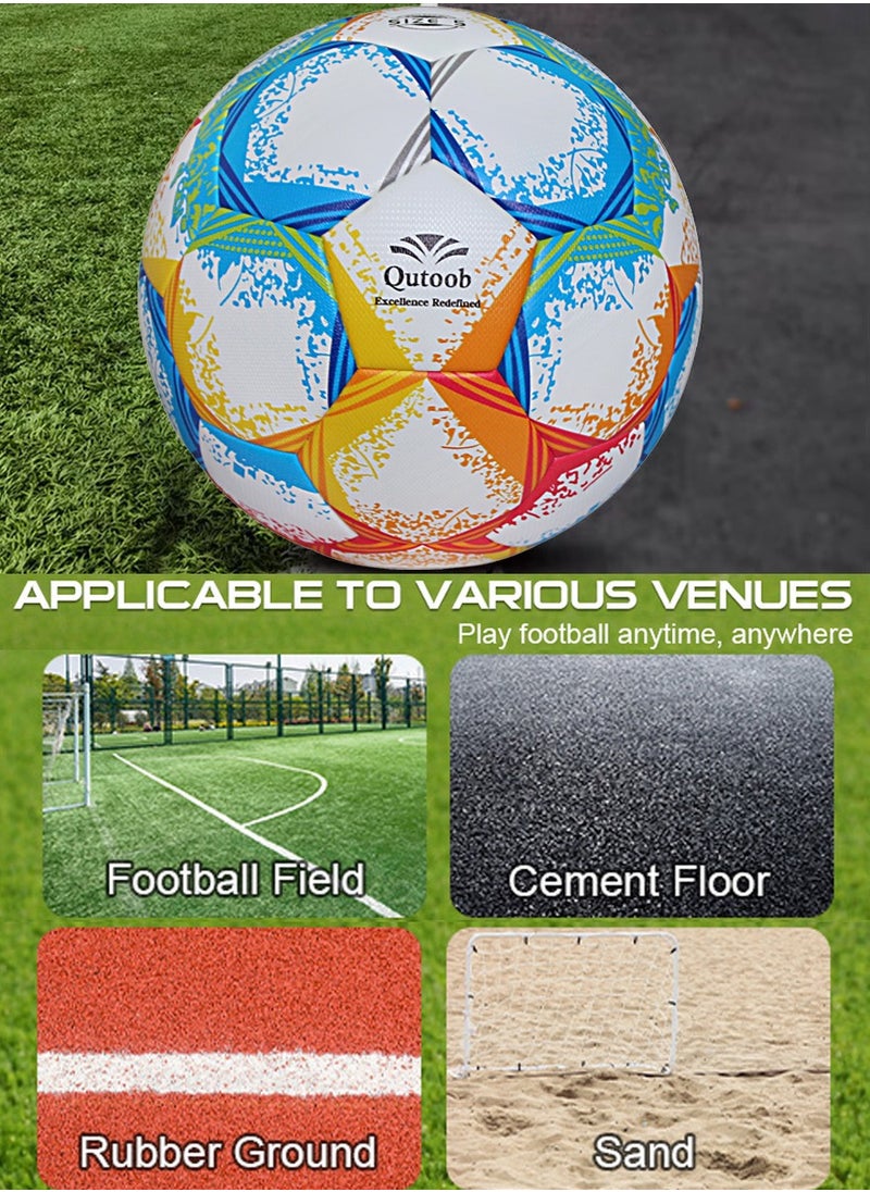 QUTOOB Football Size 5 - High-Performance Soccer Ball for Indoor and Outdoor Use - Professional Grade, Officially Sized and Weighted Match Ball for Competitive Play, Training, Recreational Games, All Levels  - Image 4