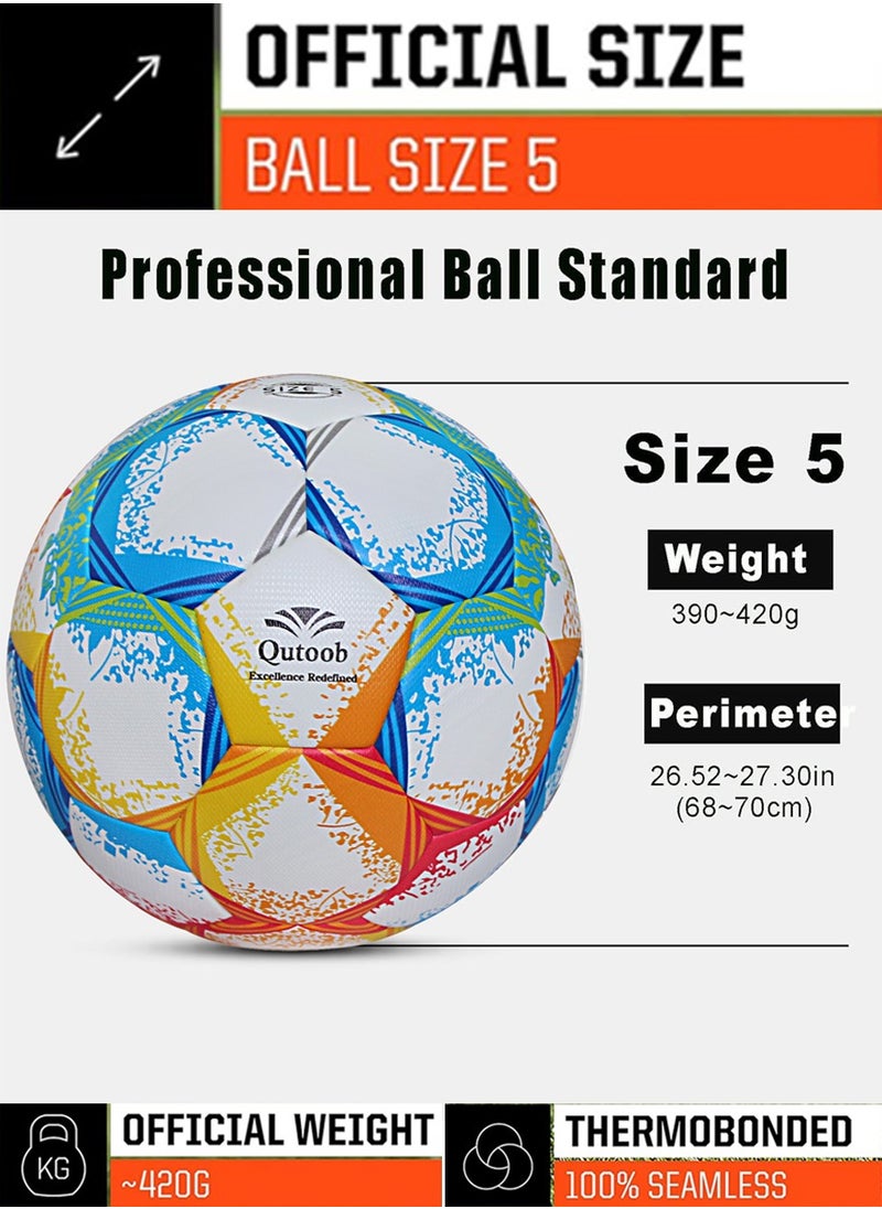 QUTOOB Football Size 5 - High-Performance Soccer Ball for Indoor and Outdoor Use - Professional Grade, Officially Sized and Weighted Match Ball for Competitive Play, Training, Recreational Games, All Levels  - Image 5