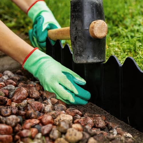 Orgrimmar 20 ft Garden Edging 40PCS Interlocking Landscaping Edging Kit, Plastic No-Dig Pound-in Garden Edge(20' Long x 5.3” Tall) - Black - Image 5