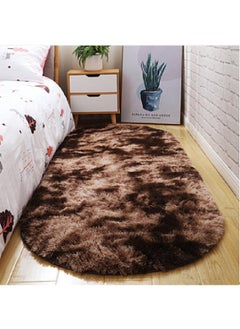 Bluejw 1-Piece Bedroom Carpet Oval Dark Brown 160 CM  - Image 1
