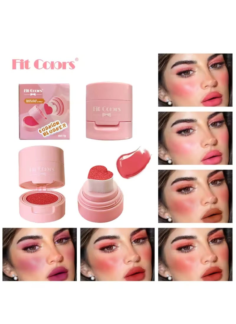 Fit Colors - Cushion Blusher for Face Air Cushion Blush Natural Blusher for Cheeks Shimmer Face Highly Pigmented Blush Makeup Long lasting Loose Powder for Blush Eyeshadow and Lipstick 7g 06 - Image 1