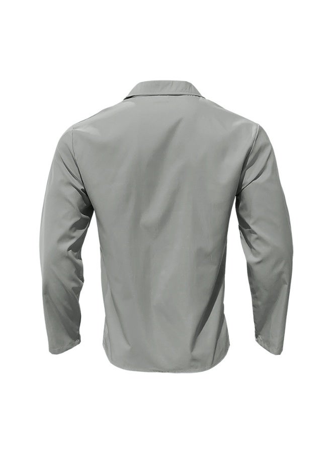 Loose Casual Long Sleeve Men's Shirt  Open Cardigan Collar Buttoned Spring Autumn Wear Comfortable Cotton Shirt  - Image 3