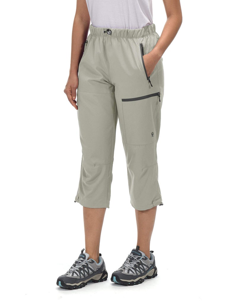 Little Donkey Andy Women's Quick Dry 3/4 Pants Capri Shorts Lightweight Hiking Travel Casual Khaki XL - Image 2