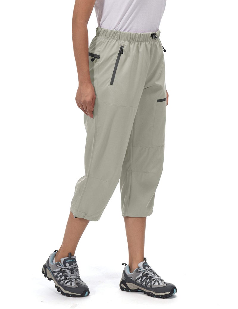 Little Donkey Andy Women's Quick Dry 3/4 Pants Capri Shorts Lightweight Hiking Travel Casual Khaki XL - Image 3