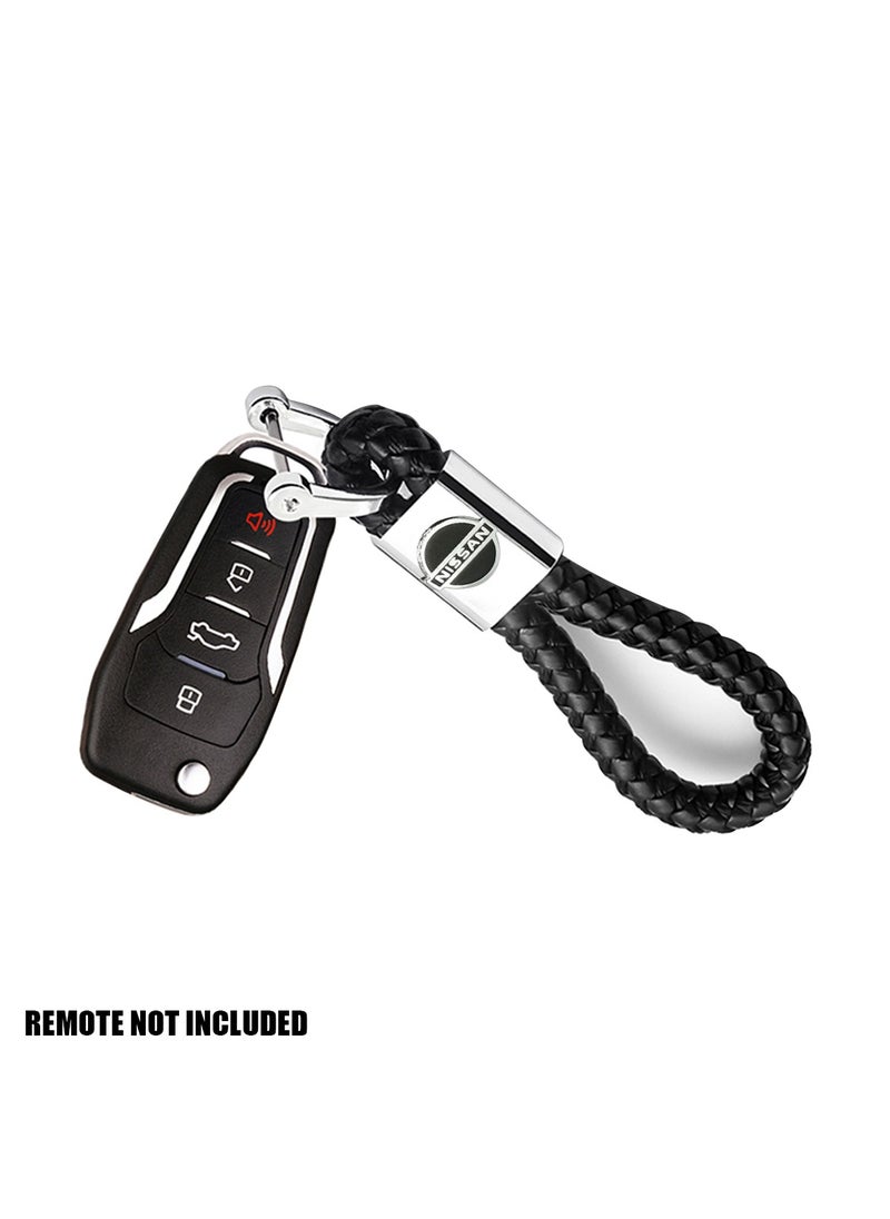 Nissan Durable Car Key Chain With NISSAN Logo, PU Leather Braided Screw Lock Design Car Keychain  - Image 1