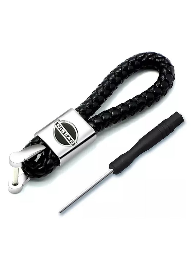 Nissan Durable Car Key Chain With NISSAN Logo, PU Leather Braided Screw Lock Design Car Keychain  - Image 2