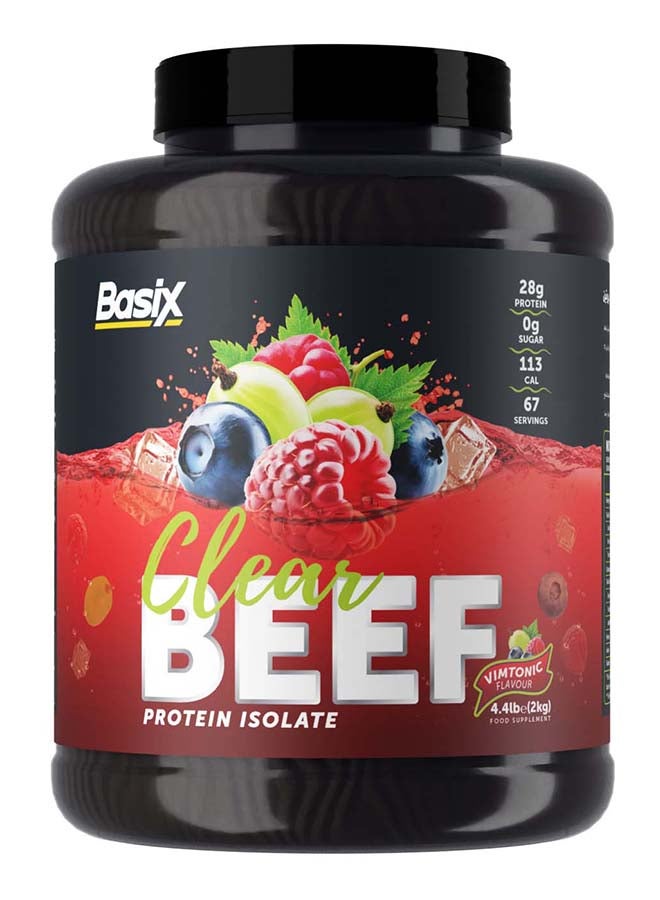 Clear Beef Protein Isolate Powder, 28g Protein Per Serving, Hydrolyzed, Dairy-Free, Sugar-Free, Keto Friendly, Vimtonic, 2kg (4.4Lb)