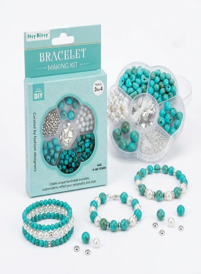 Itsy Bitsy Bracelet Making kit- Turquoise Sea, Flower Shaped 7 Compartment Bead Box, Jewellery Making Kit for Kids, DIY Bead Set Making, Toys for Girls