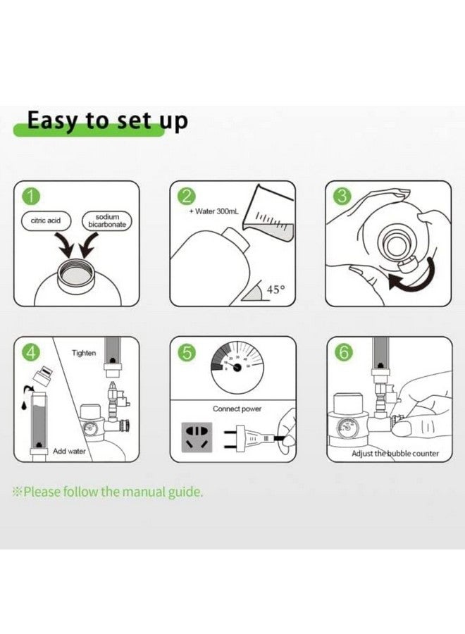 VAYINATO مولد ثاني أكسيد الكربون DIY من الفولاذ المقاوم للصدأ 2 لتر مع صمام كهربائي، مقياس ضغط، صمام تحكم، عداد فقاعات معدني، أنبوب CO2 وموزع مسطح (حمض الستريك وبيكربونات الصوديوم غير مدرجين) - Image 5