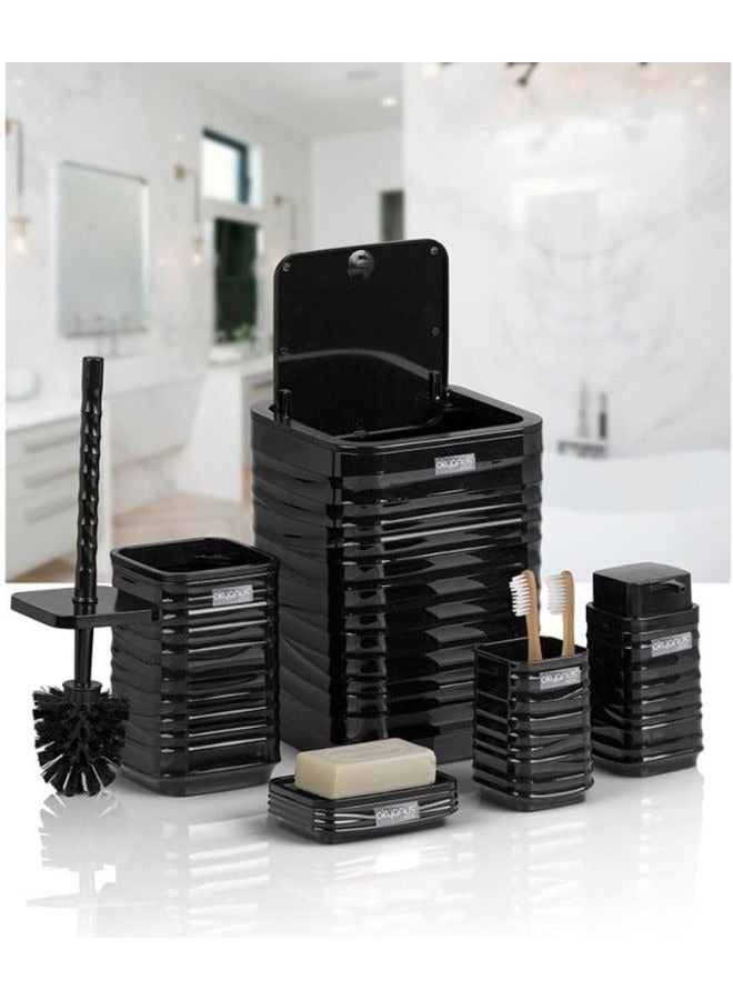 Okyanus Luna Acrylic 5 Piece Bathroom Set -Black - Image 3