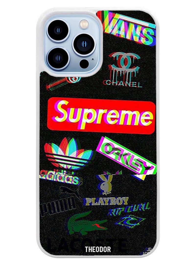 Theodor غطاء حماية واقٍ لهاتف أبل آيفون 14 برو ماكس بشعار (ممتص للصدمات أبيض) - Image 1