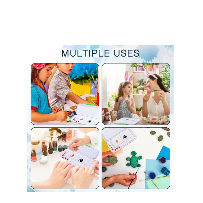 Zikra 2 Pcs Airtight Folding Watercolor Palette with 18 Wells and 2 Mixing Areas Plastic Paint Palette with Lid Gouache Palette Paint Pallet Fold Paint Tray for Artist Painter Painting Travel - Image 4