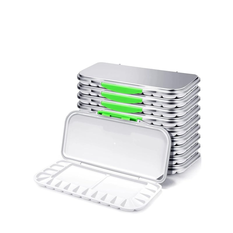 Zikra 2 Pcs Airtight Folding Watercolor Palette with 18 Wells and 2 Mixing Areas Plastic Paint Palette with Lid Gouache Palette Paint Pallet Fold Paint Tray for Artist Painter Painting Travel - Image 1