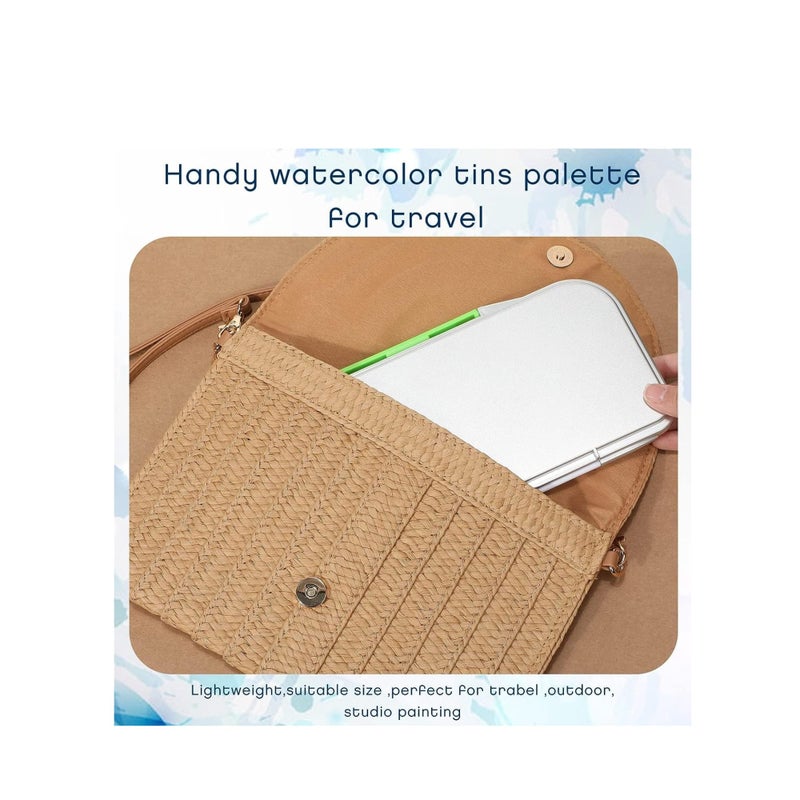 Zikra 2 Pcs Airtight Folding Watercolor Palette with 18 Wells and 2 Mixing Areas Plastic Paint Palette with Lid Gouache Palette Paint Pallet Fold Paint Tray for Artist Painter Painting Travel - Image 5