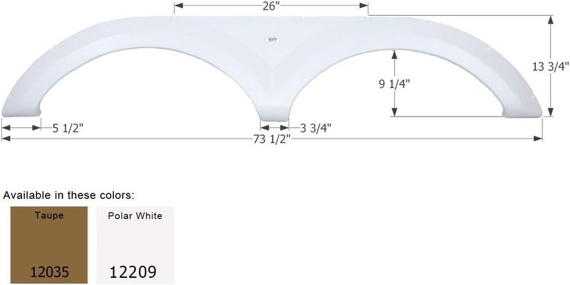 Icon 12209 Tandem Axle Fender Skirt FS2035 for Keystone - Polar White - Image 2