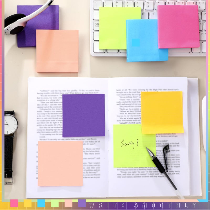 Kajaia 24 Pads Full Adhesive Sticky Notes Colorful Sticky Notes Adhesive Memo Self Stick Pads Easy to Post for Office Home School Meetings Supplies 6 Pastel Colors 80 Sheets/pad(3x3 Inches) - Image 2