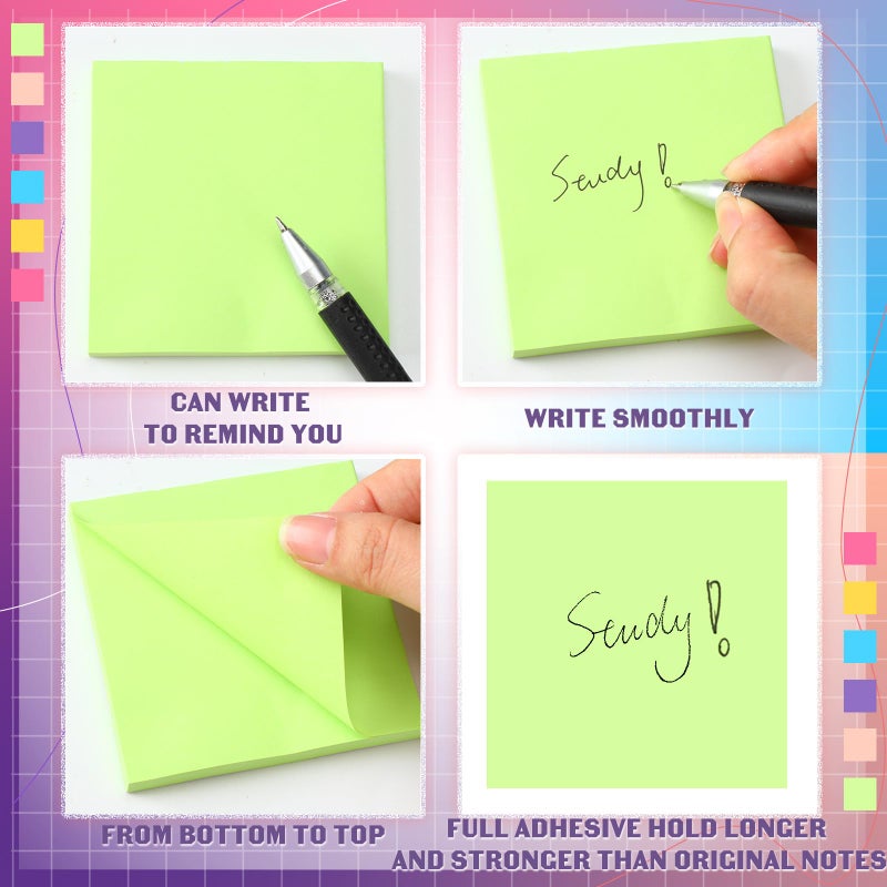 Kajaia 24 Pads Full Adhesive Sticky Notes Colorful Sticky Notes Adhesive Memo Self Stick Pads Easy to Post for Office Home School Meetings Supplies 6 Pastel Colors 80 Sheets/pad(3x3 Inches) - Image 4