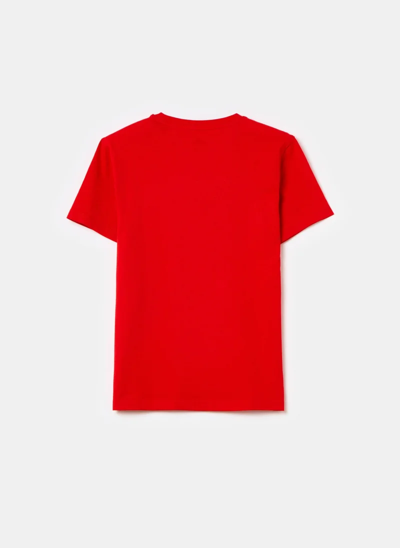 او في اس Solid Colour Cotton T-Shirt