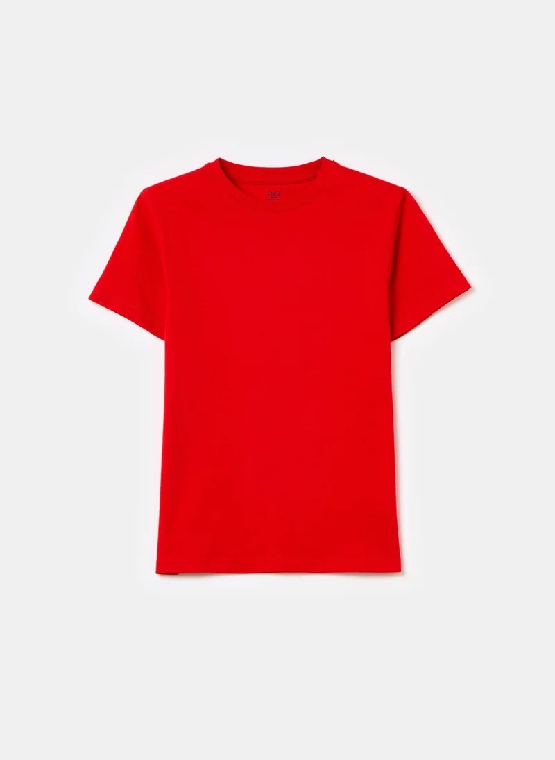 او في اس Solid Colour Cotton T-Shirt