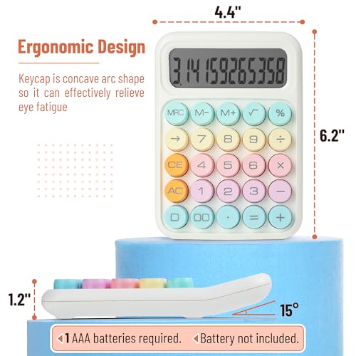 Mr. Pen- Mechanical Switch Calculator, 12Digits, Large LCD Display, Colorful Calculator Big Buttons - Image 2