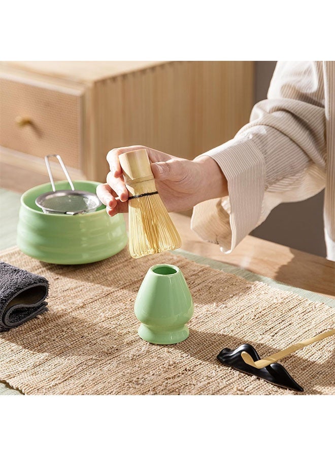 WINEENEE 7-Piece Authentic Japanese Matcha Ceremony Set - Handcrafted Bowl, Bamboo Whisk, Ceramic Whisk Holder, Stainless Steel Sifter u0026 Complete Tea Tools Kit for Traditional Matcha Preparation - Image 4