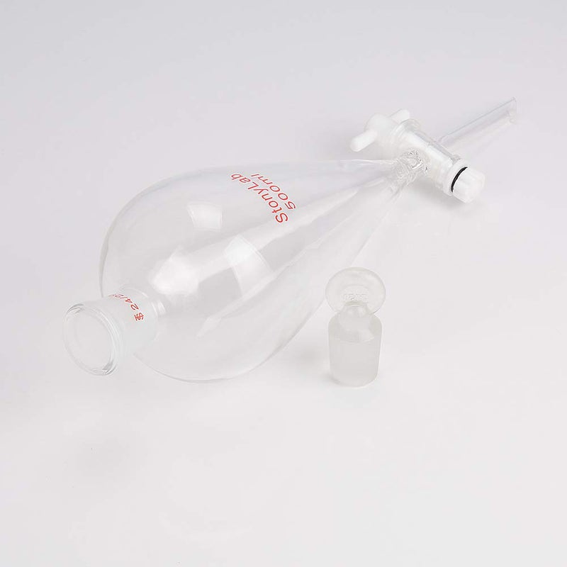 stonylab PTFE Stopcock Separatory Funnel 500ml, Borosilicate Glass Heavy Wall Conical Pear-Shaped Separation Funnel with 24/29 Joint - Image 5