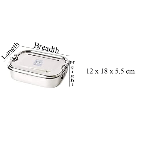 JVL Classicware Stainless Steel Lunch Box Single Tier, Capacity Leak-Resistant Durable & Eco-Friendly Ideal for Office School & Travel - Rectangular Big (650 ML) - Image 3