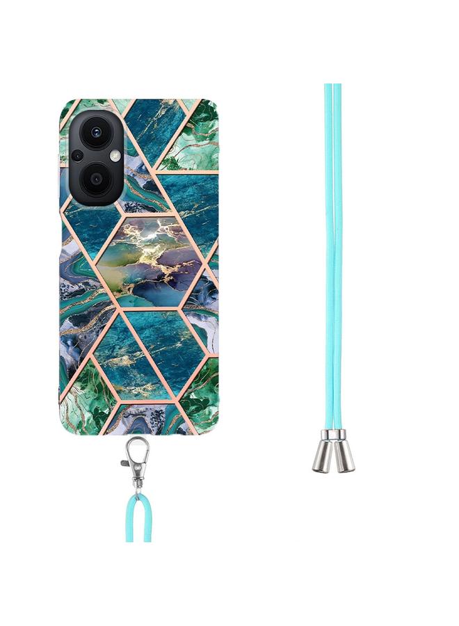 S-TOP Case For OnePlus Nord N20 5G Electroplating Splicing Marble TPU Phone Case with Lanyard - Image 3