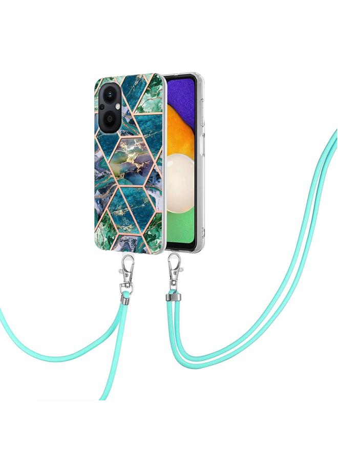 S-TOP Case For OnePlus Nord N20 5G Electroplating Splicing Marble TPU Phone Case with Lanyard - Image 2