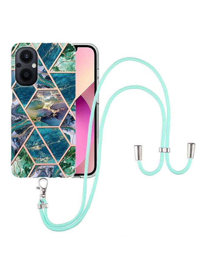 S-TOP Case For OnePlus Nord N20 5G Electroplating Splicing Marble TPU Phone Case with Lanyard - Image 1